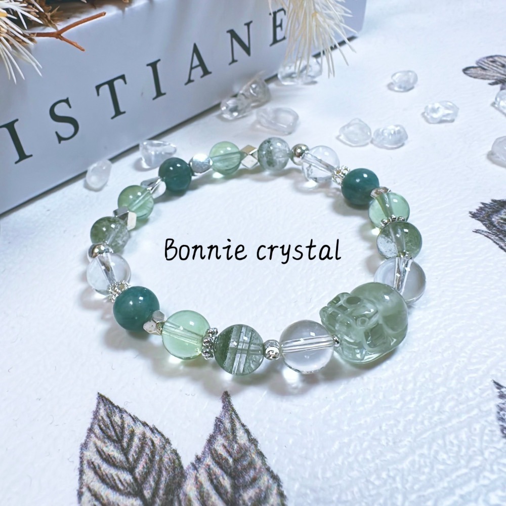 ✨✨ 綠野仙蹤設計手鍊✨✨綠營石、綠營石貔貅、綠幽靈、藍綠晶、白水晶-細節圖3