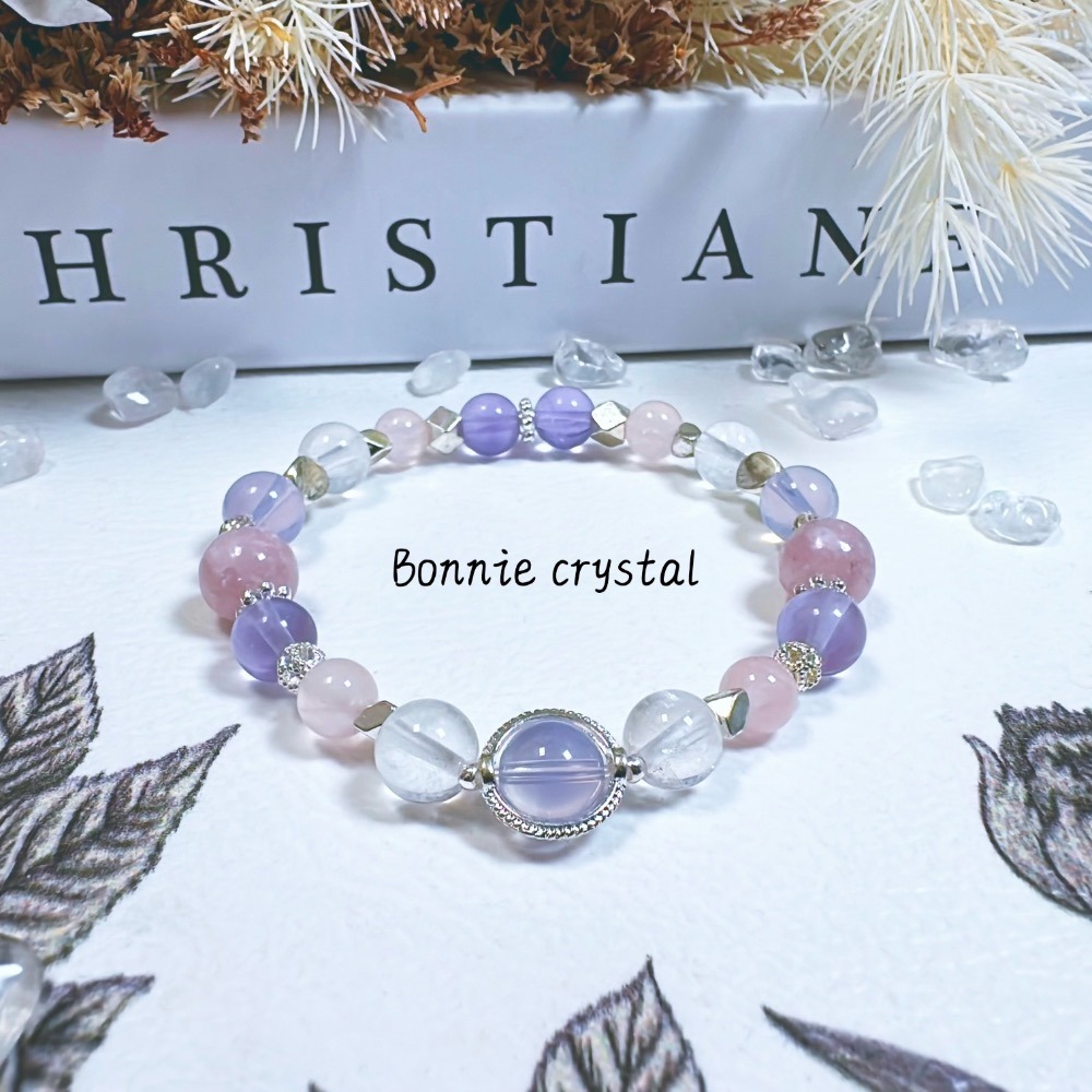 ✨✨ 紫戀晨曦設計手鍊✨✨紫玉晶、粉晶、粉祖母晶、紫瑩石、白幽靈-細節圖2