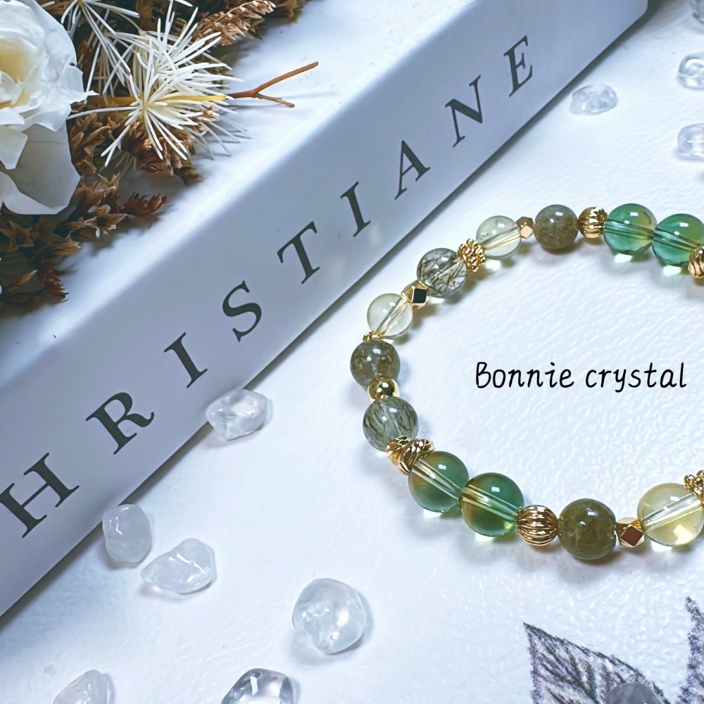 ✨✨ 綠韻設計手鍊✨✨綠碧璽髮晶、檸檬黃水晶、綠黃晶、抹茶綠幽靈-細節圖5