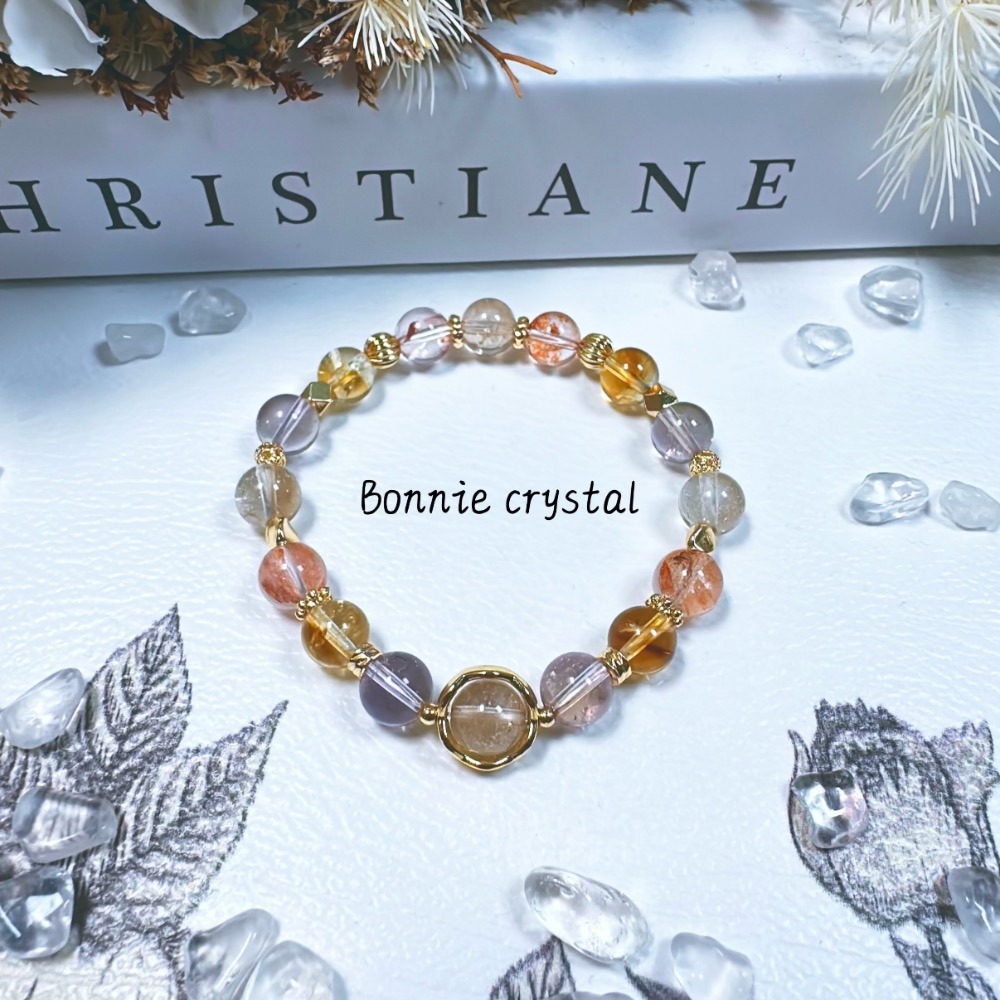 ✨✨ 星河之戀設計手鍊✨✨香檳托帕石、紅膠花、黃塔晶、紫黃晶-細節圖4
