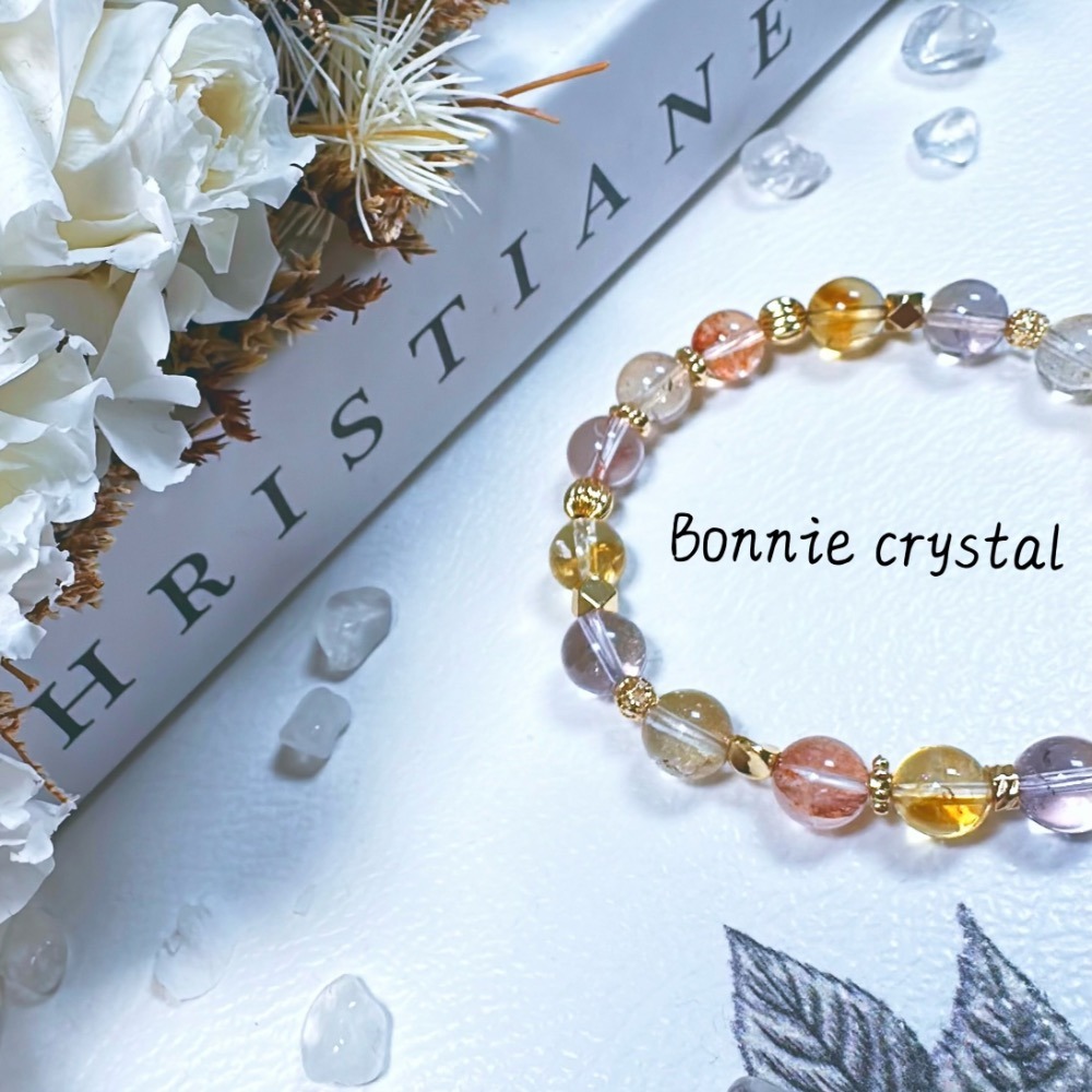 ✨✨ 星河之戀設計手鍊✨✨香檳托帕石、紅膠花、黃塔晶、紫黃晶-細節圖5