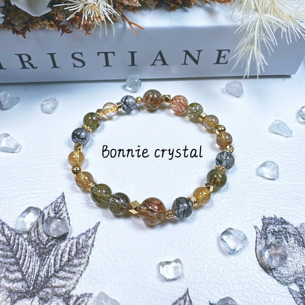 ✨✨ 曜辰設計手鍊✨✨金髮晶、黑金超、綠碧璽髮晶、黑髮晶-細節圖4