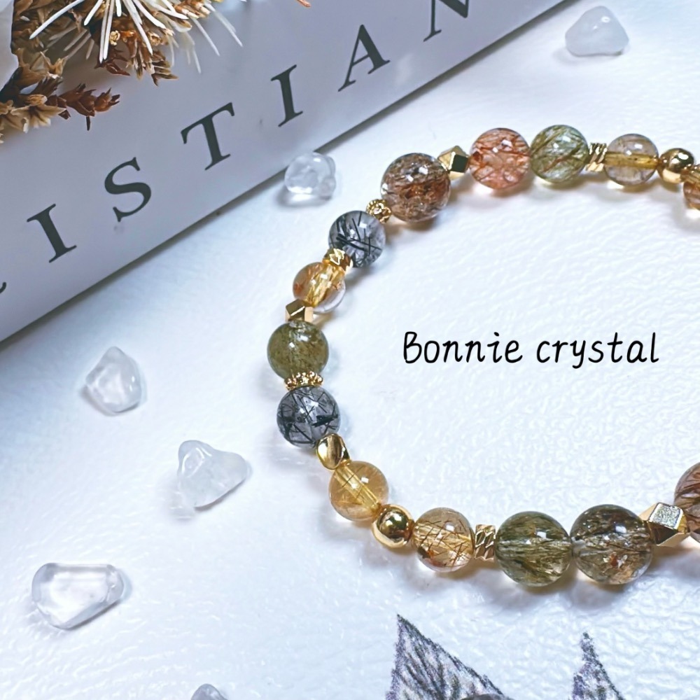 ✨✨ 曜辰設計手鍊✨✨金髮晶、黑金超、綠碧璽髮晶、黑髮晶-細節圖5