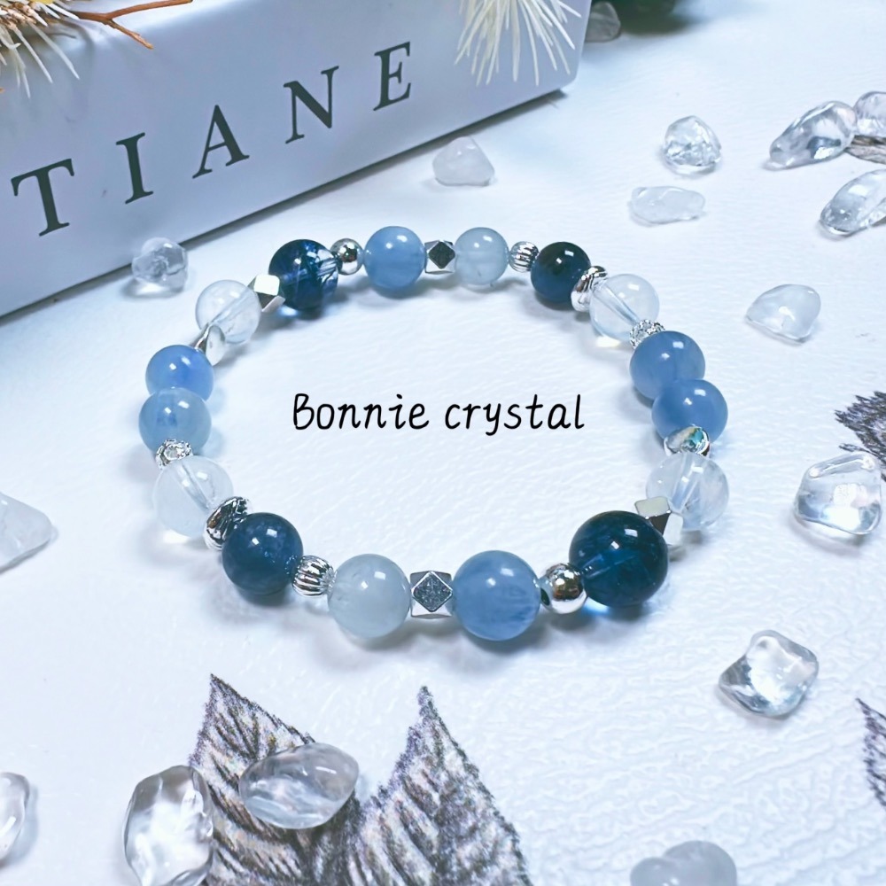 ✨✨ 瀞藍設計手鍊✨✨藍幽靈、藍兔毛、藍晶石、魔鬼海藍寶、藍針石-細節圖3