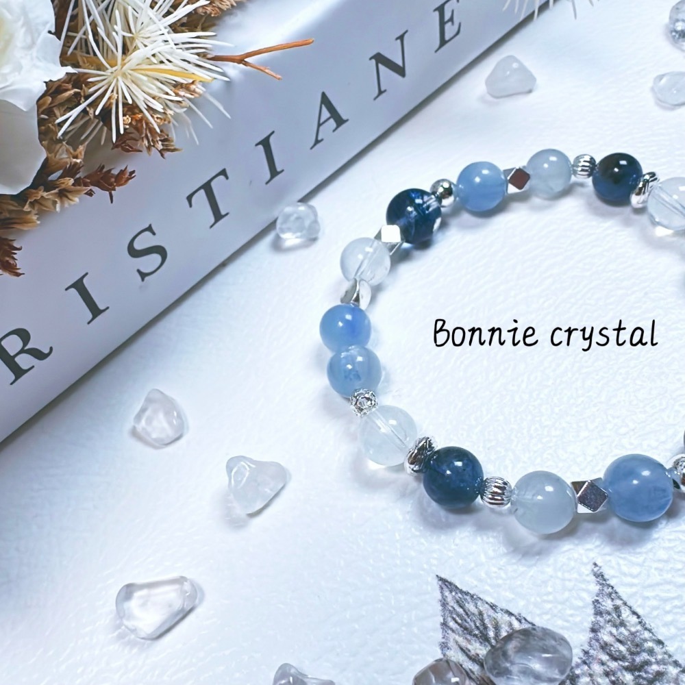 ✨✨ 瀞藍設計手鍊✨✨藍幽靈、藍兔毛、藍晶石、魔鬼海藍寶、藍針石-細節圖4