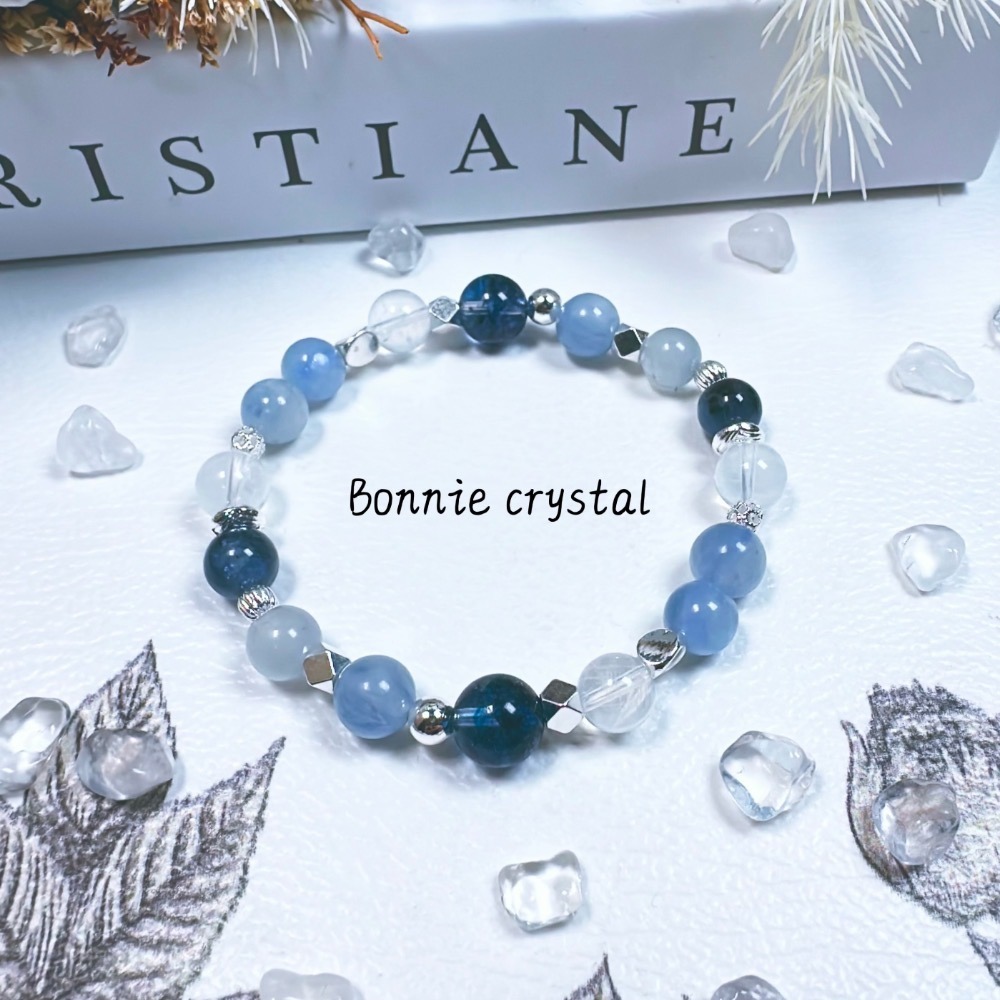 ✨✨ 瀞藍設計手鍊✨✨藍幽靈、藍兔毛、藍晶石、魔鬼海藍寶、藍針石-細節圖5