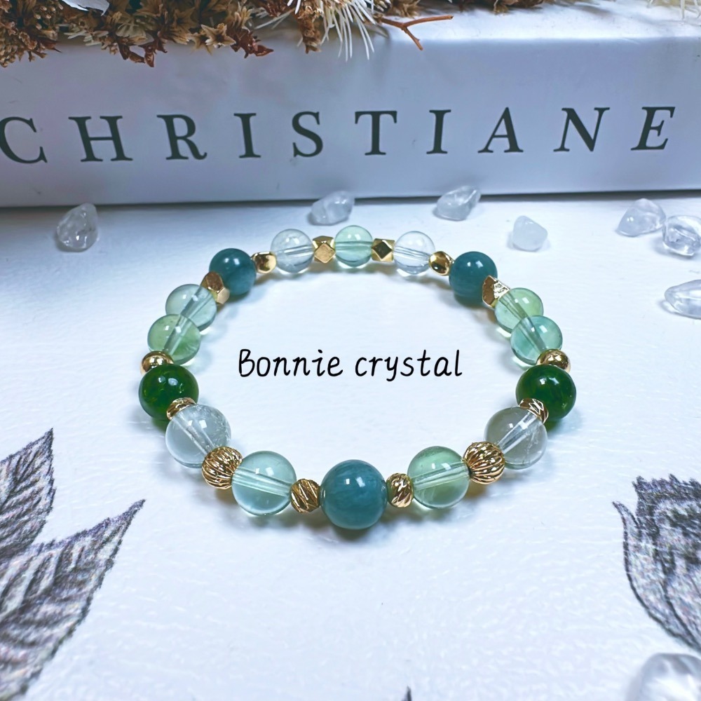 森林公園設計手鍊-綠阿賽、綠瑩石、透輝石、藍綠晶-細節圖3