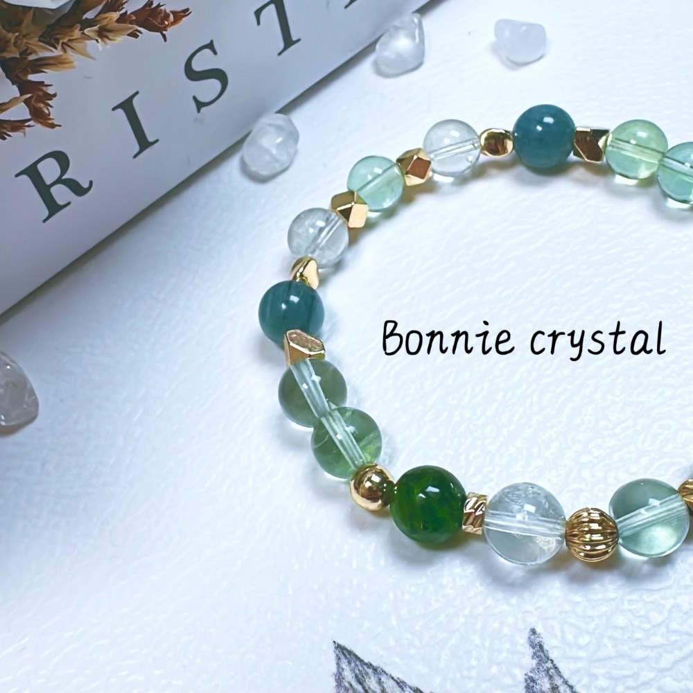 森林公園設計手鍊-綠阿賽、綠瑩石、透輝石、藍綠晶-細節圖4