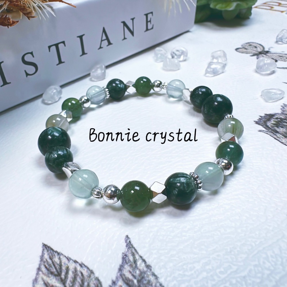 ✨✨ 翡翠綠境設計手鍊✨✨綠龍晶、綠瑩石、綠磷灰、綠髮晶-細節圖2