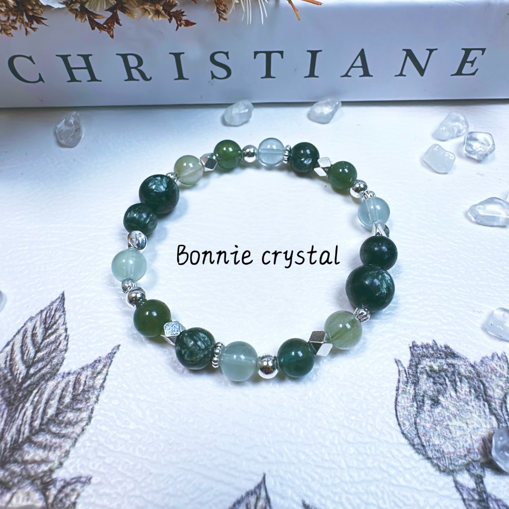 ✨✨ 翡翠綠境設計手鍊✨✨綠龍晶、綠瑩石、綠磷灰、綠髮晶-細節圖5