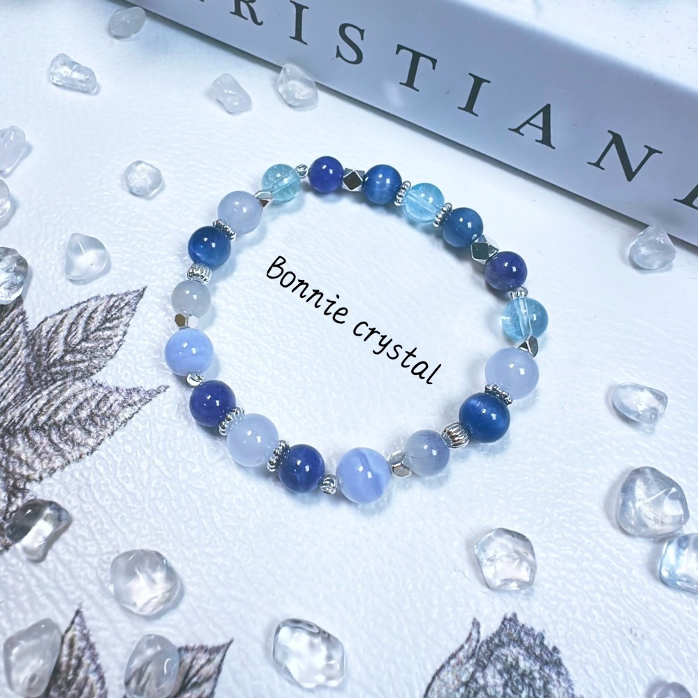 ✨✨ 藍沐設計手鍊✨✨坦桑石、藍晶石、藍線石、藍紋瑪瑙、藍托帕石、藍玉髓-細節圖2