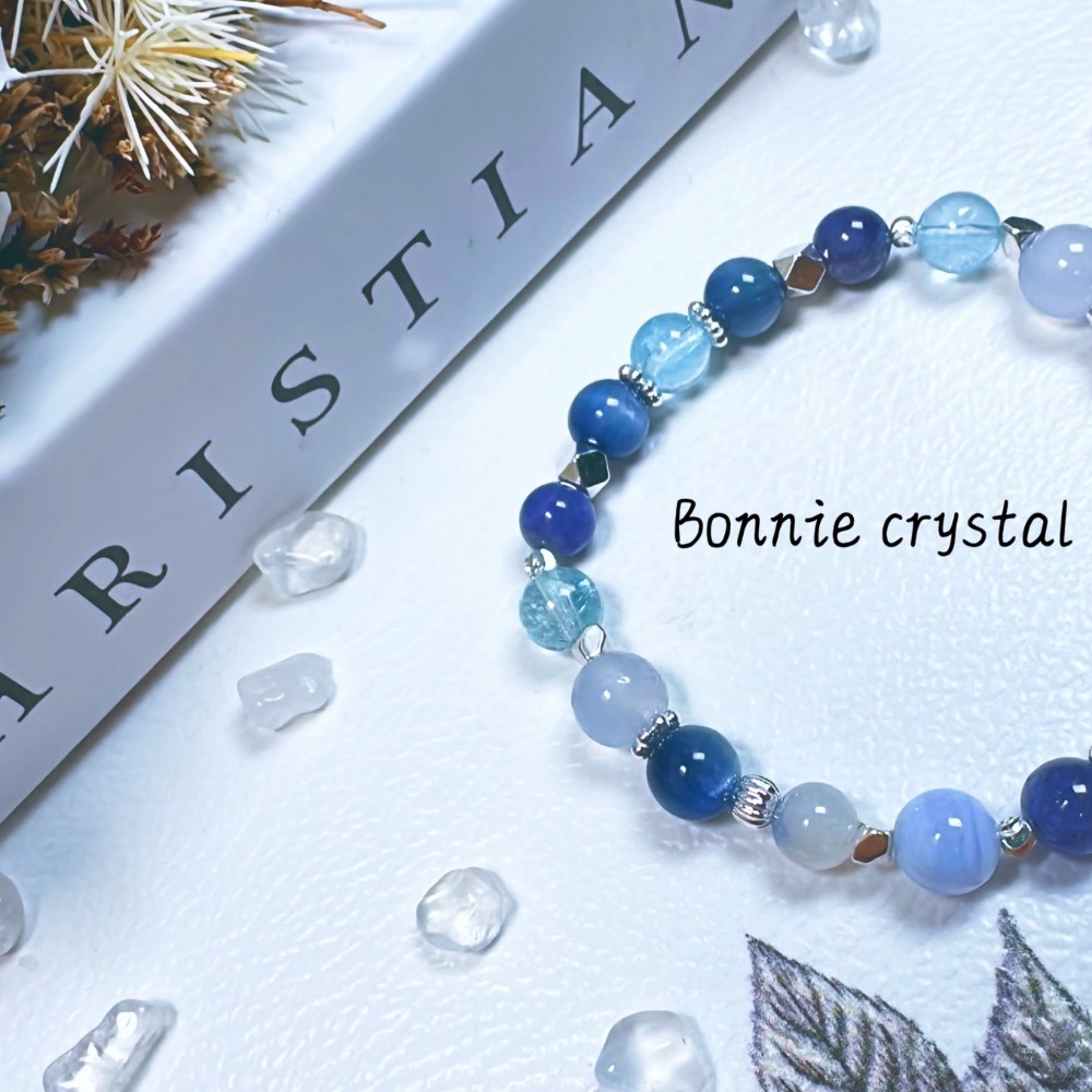 ✨✨ 藍沐設計手鍊✨✨坦桑石、藍晶石、藍線石、藍紋瑪瑙、藍托帕石、藍玉髓-細節圖4