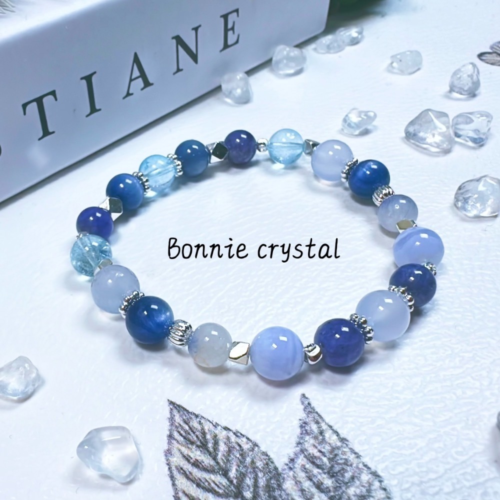 ✨✨ 藍沐設計手鍊✨✨坦桑石、藍晶石、藍線石、藍紋瑪瑙、藍托帕石、藍玉髓-細節圖3