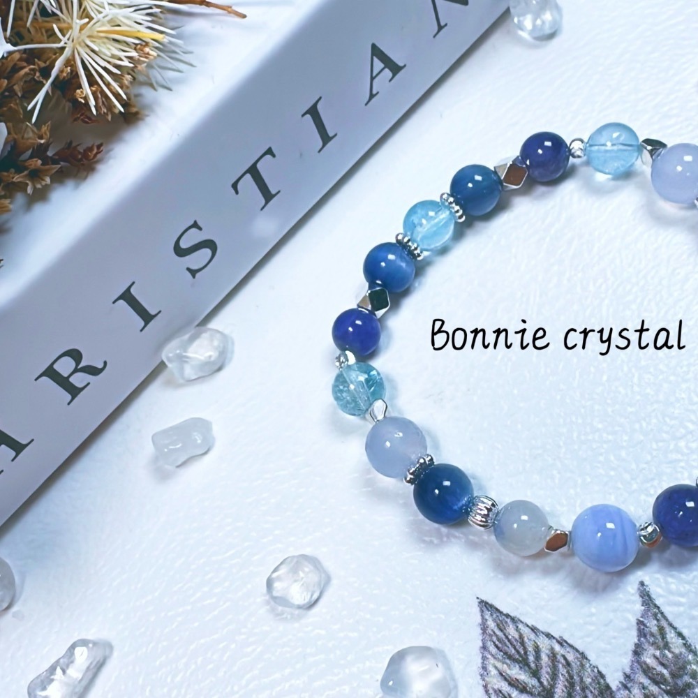 ✨✨ 藍沐設計手鍊✨✨坦桑石、藍晶石、藍線石、藍紋瑪瑙、藍托帕石、藍玉髓-細節圖4