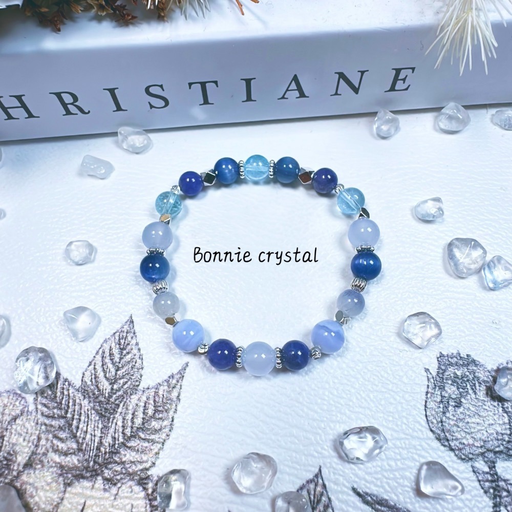 ✨✨ 藍沐設計手鍊✨✨坦桑石、藍晶石、藍線石、藍紋瑪瑙、藍托帕石、藍玉髓-細節圖5