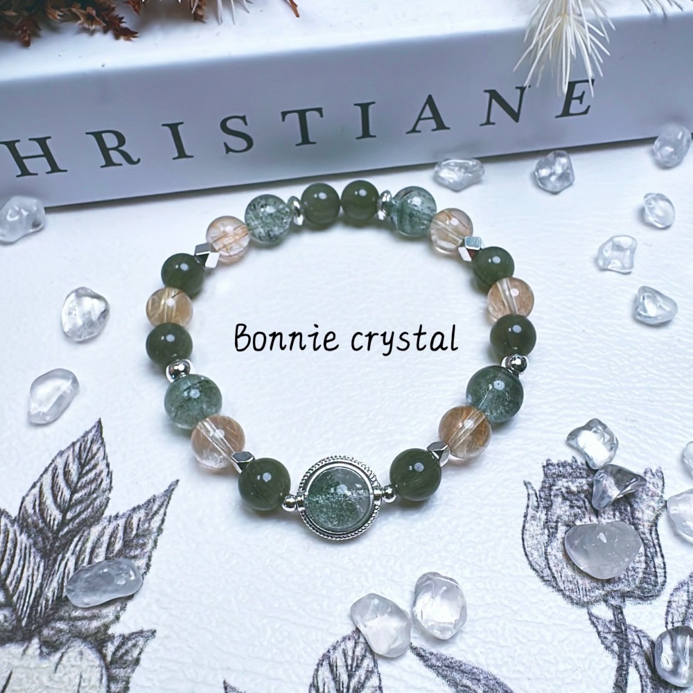 ✨✨ 綠映設計手鍊✨✨金髮晶、綠幽靈、綠髮晶-細節圖5