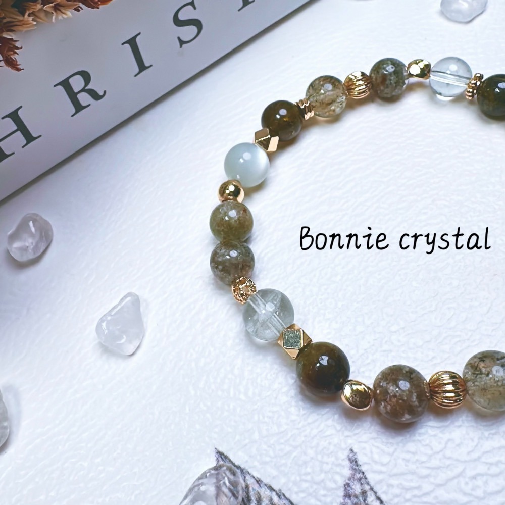✨✨ 綠境能量設計手鍊✨✨抹茶幽靈、綠石榴石、綠阿賽、綠碧璽髮晶、綠月光-細節圖4