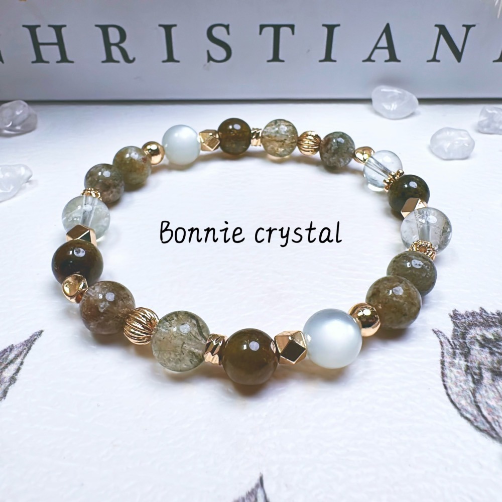 ✨✨ 綠境能量設計手鍊✨✨抹茶幽靈、綠石榴石、綠阿賽、綠碧璽髮晶、綠月光-細節圖2