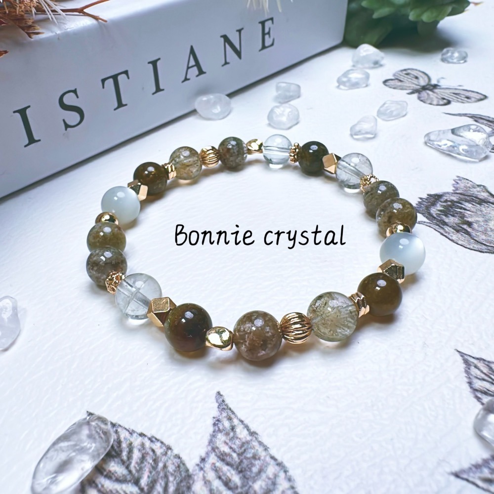 ✨✨ 綠境能量設計手鍊✨✨抹茶幽靈、綠石榴石、綠阿賽、綠碧璽髮晶、綠月光-細節圖3