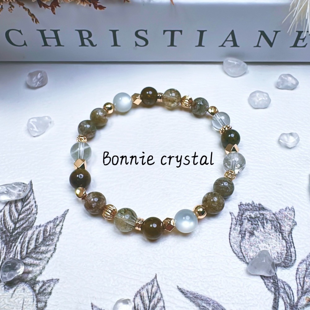 ✨✨ 綠境能量設計手鍊✨✨抹茶幽靈、綠石榴石、綠阿賽、綠碧璽髮晶、綠月光-細節圖5