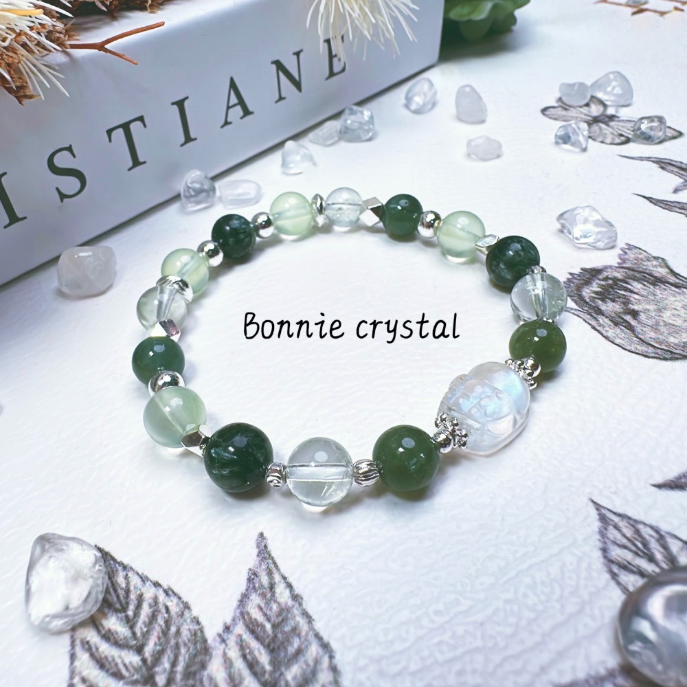 ✨✨ 初見設計款水晶手鍊✨✨藍月光貔貅、綠葡萄石、綠龍晶、綠磷灰、綠阿賽-細節圖3
