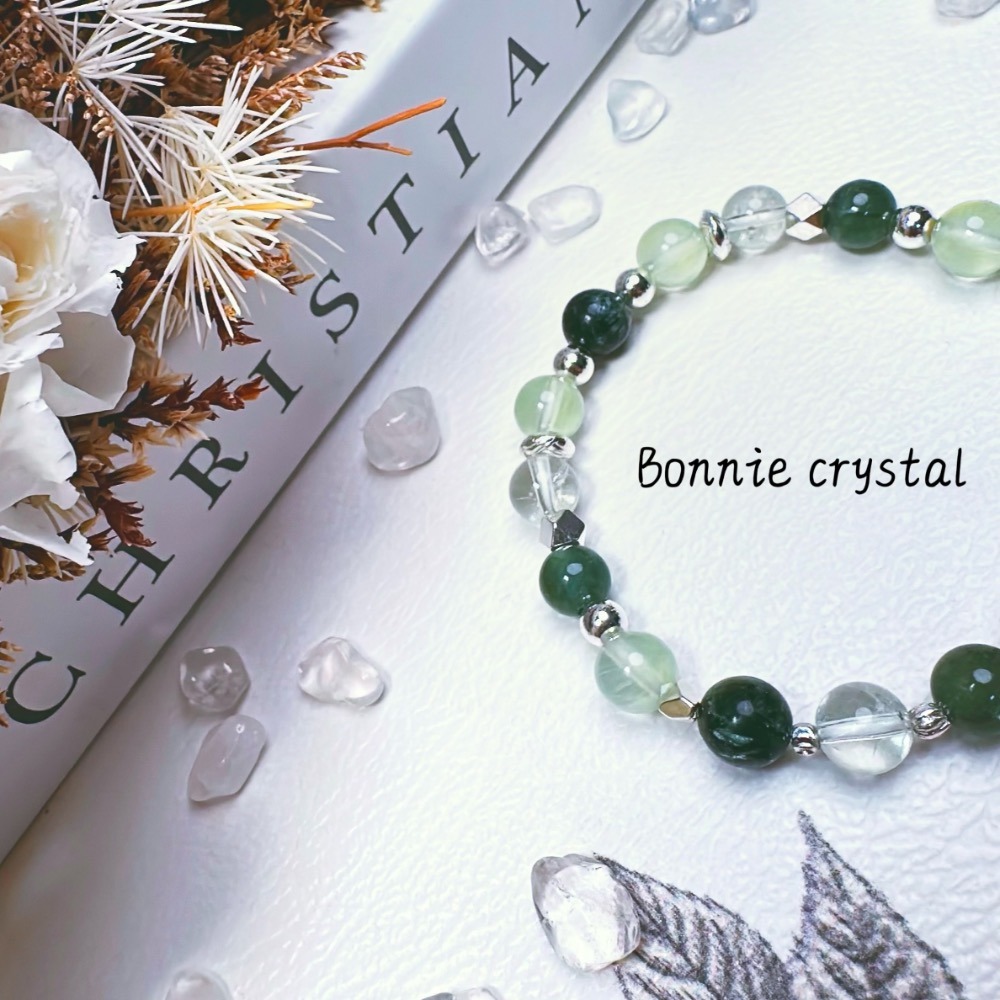 ✨✨ 初見設計款水晶手鍊✨✨藍月光貔貅、綠葡萄石、綠龍晶、綠磷灰、綠阿賽-細節圖4
