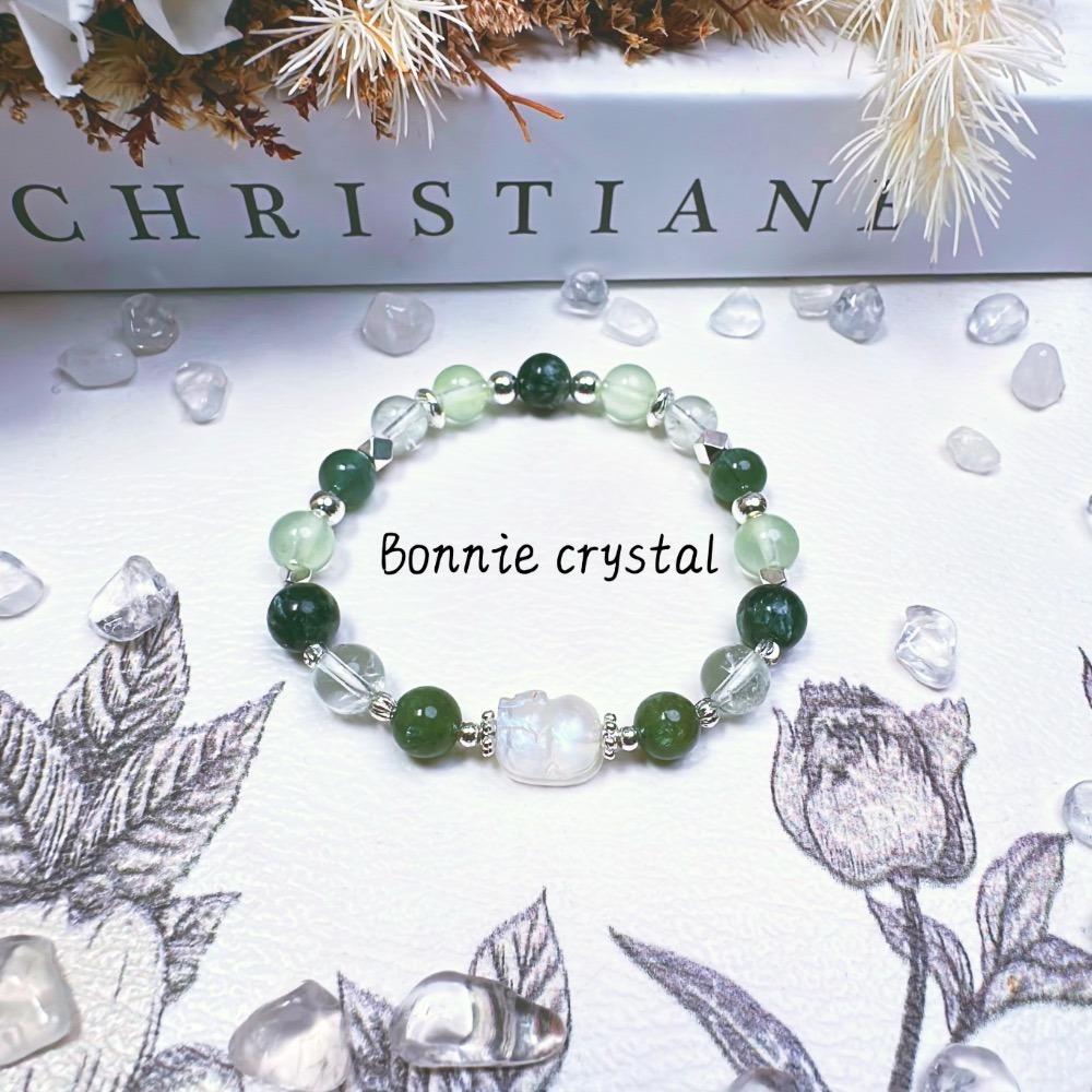 ✨✨ 初見設計款水晶手鍊✨✨藍月光貔貅、綠葡萄石、綠龍晶、綠磷灰、綠阿賽-細節圖5
