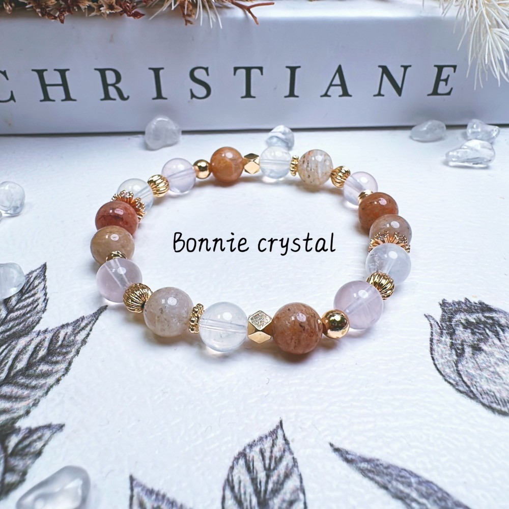 ✨✨ 蜜糖設計水晶手鍊✨✨千層幽靈、粉晶、藍針石-細節圖5