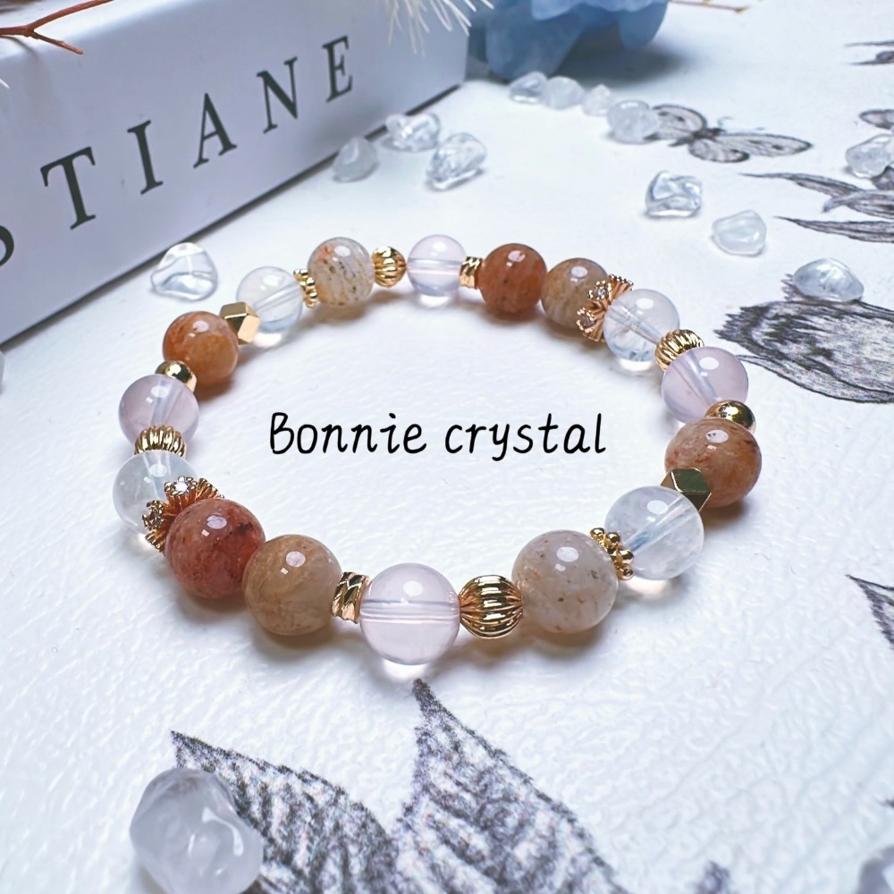 ✨✨ 蜜糖設計水晶手鍊✨✨千層幽靈、粉晶、藍針石-細節圖2