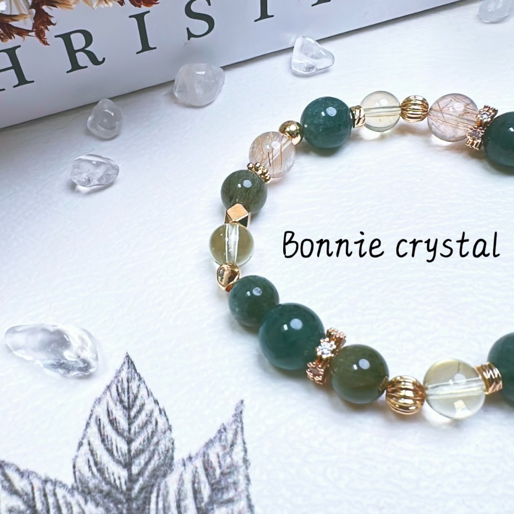 ✨✨ 森語設計水晶手鍊✨✨綠磷灰、金髮晶、綠髮晶、檸檬黃水晶-細節圖4