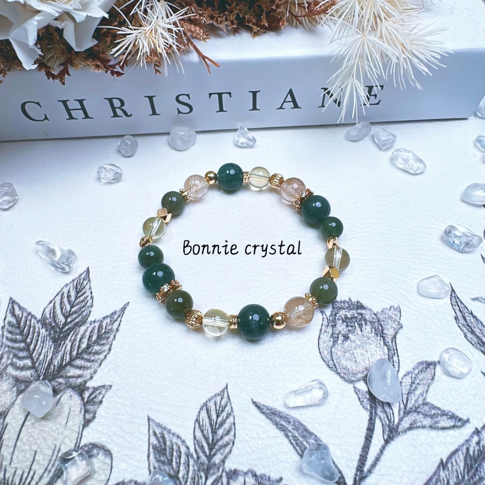 ✨✨ 森語設計水晶手鍊✨✨綠磷灰、金髮晶、綠髮晶、檸檬黃水晶-細節圖5
