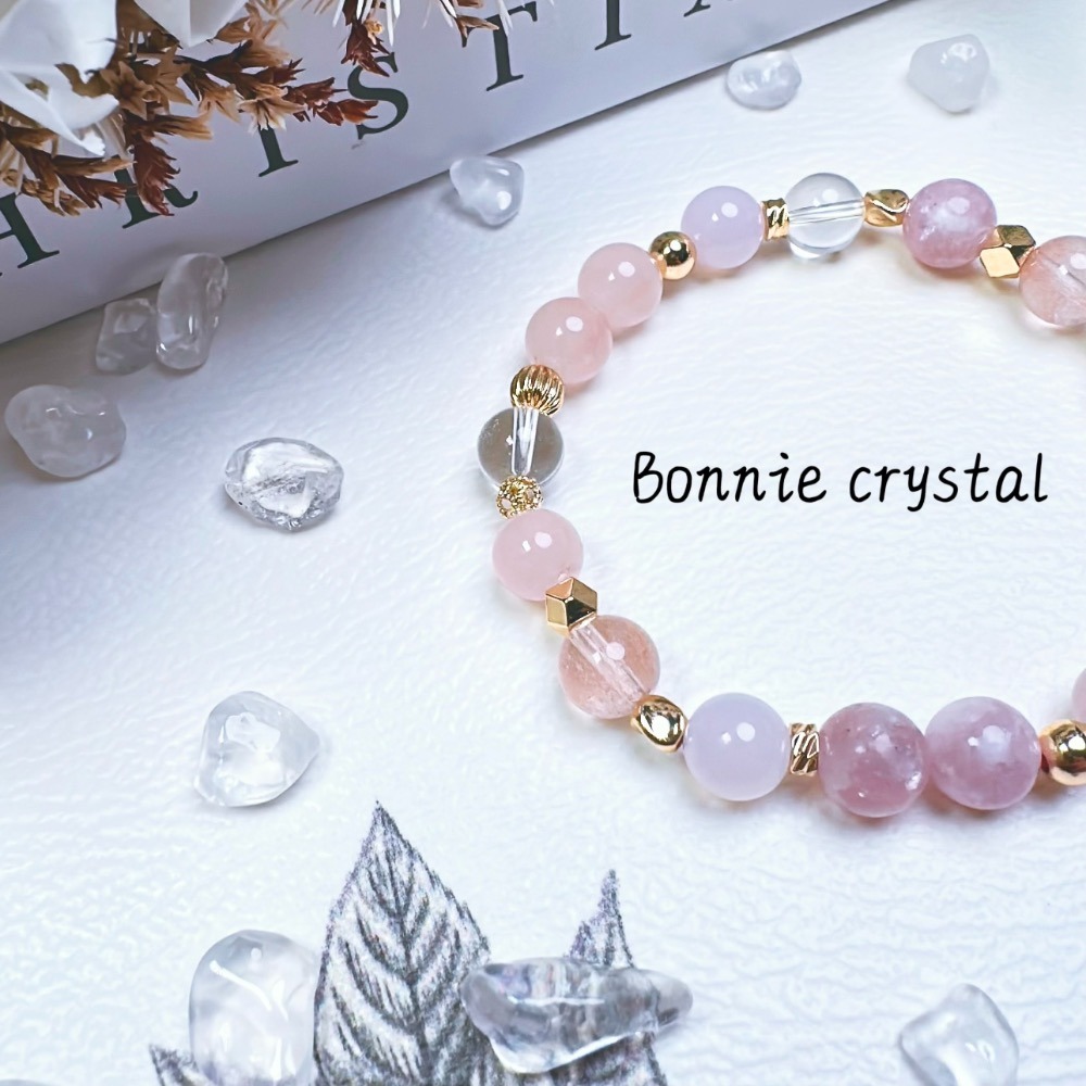 ✨✨ 粉櫻設計水晶手鍊✨✨粉晶、粉祖母晶、粉兔毛、紫玉髓、白水晶-細節圖4