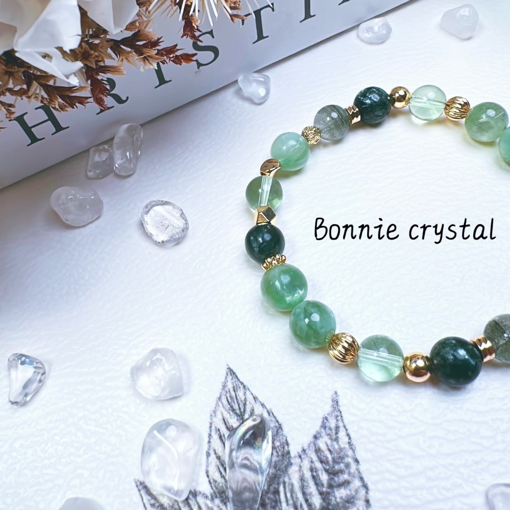 ✨✨ 翠沐設計水晶手鍊✨✨綠龍晶、綠祖母晶、綠瑩石、綠幽靈-細節圖3