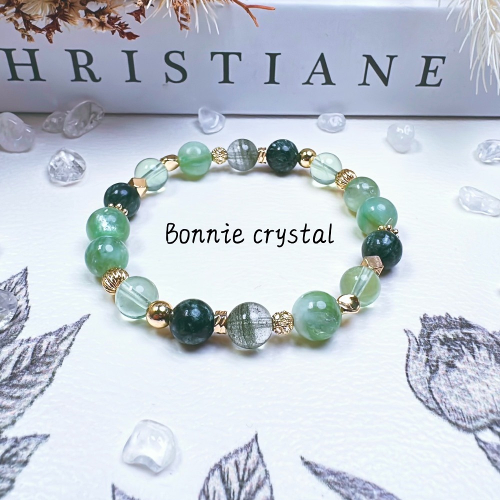 ✨✨ 翠沐設計水晶手鍊✨✨綠龍晶、綠祖母晶、綠瑩石、綠幽靈-細節圖4