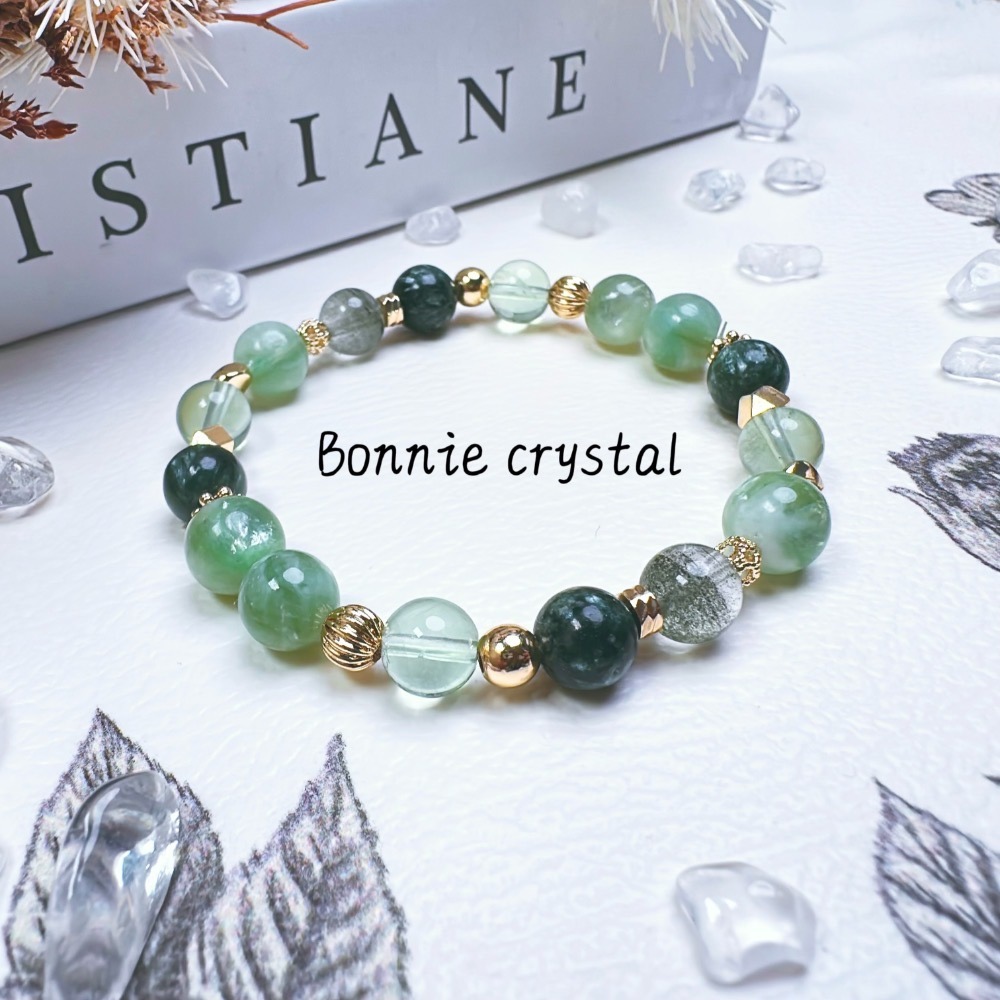 ✨✨ 翠沐設計水晶手鍊✨✨綠龍晶、綠祖母晶、綠瑩石、綠幽靈-細節圖2
