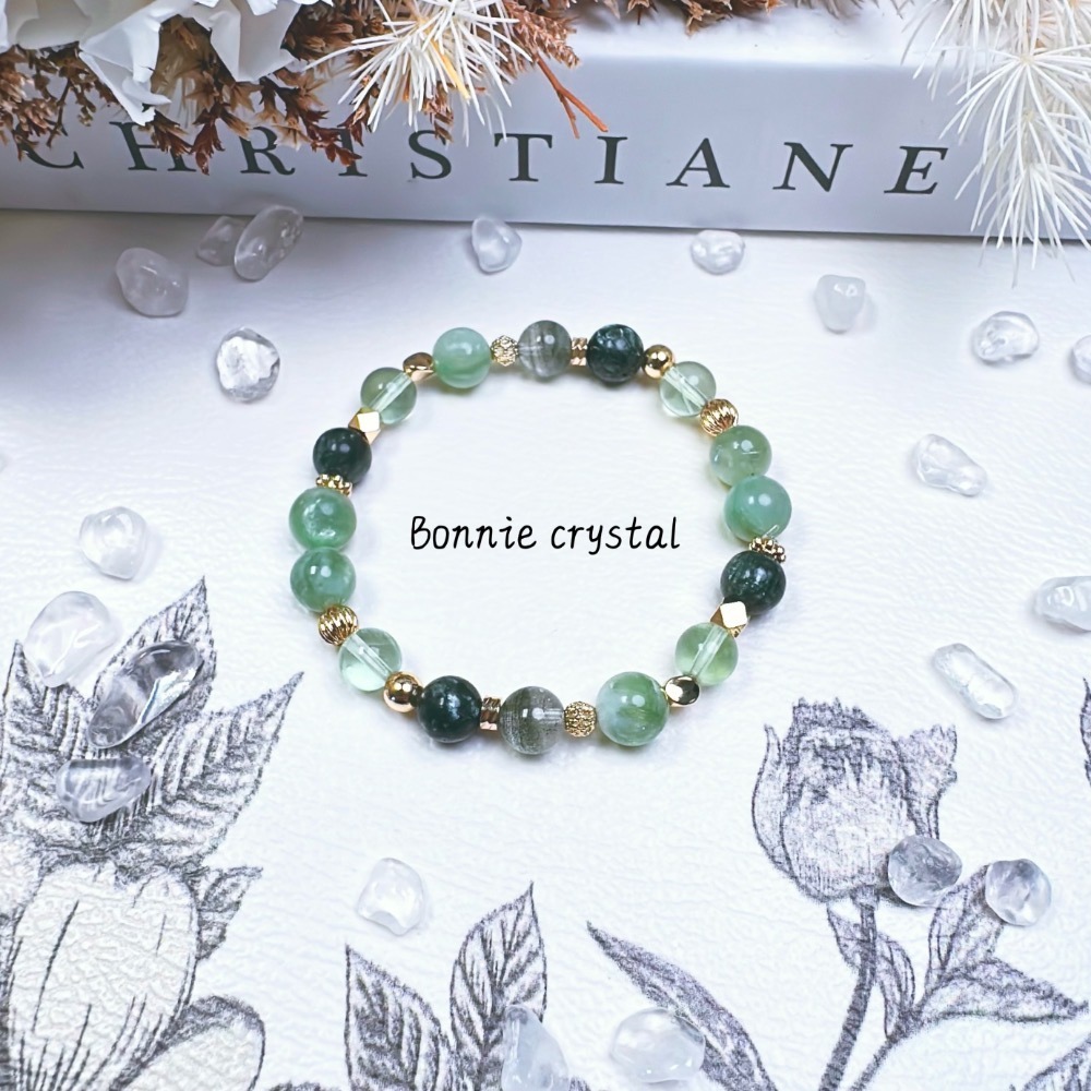 ✨✨ 翠沐設計水晶手鍊✨✨綠龍晶、綠祖母晶、綠瑩石、綠幽靈-細節圖5