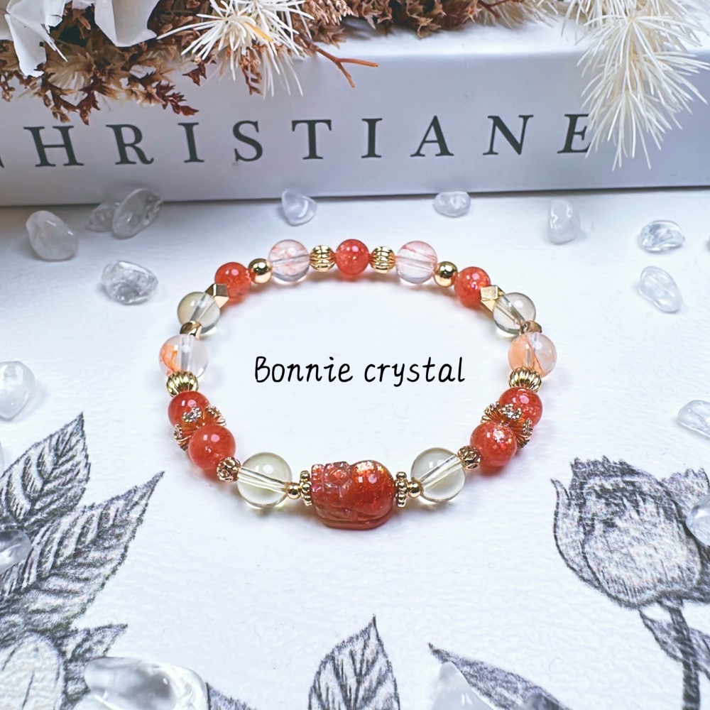 ✨✨ 日出設計水晶手鍊✨✨金太陽貔貅、檸檬黃水晶、錦鯉膠花、金太陽-細節圖3