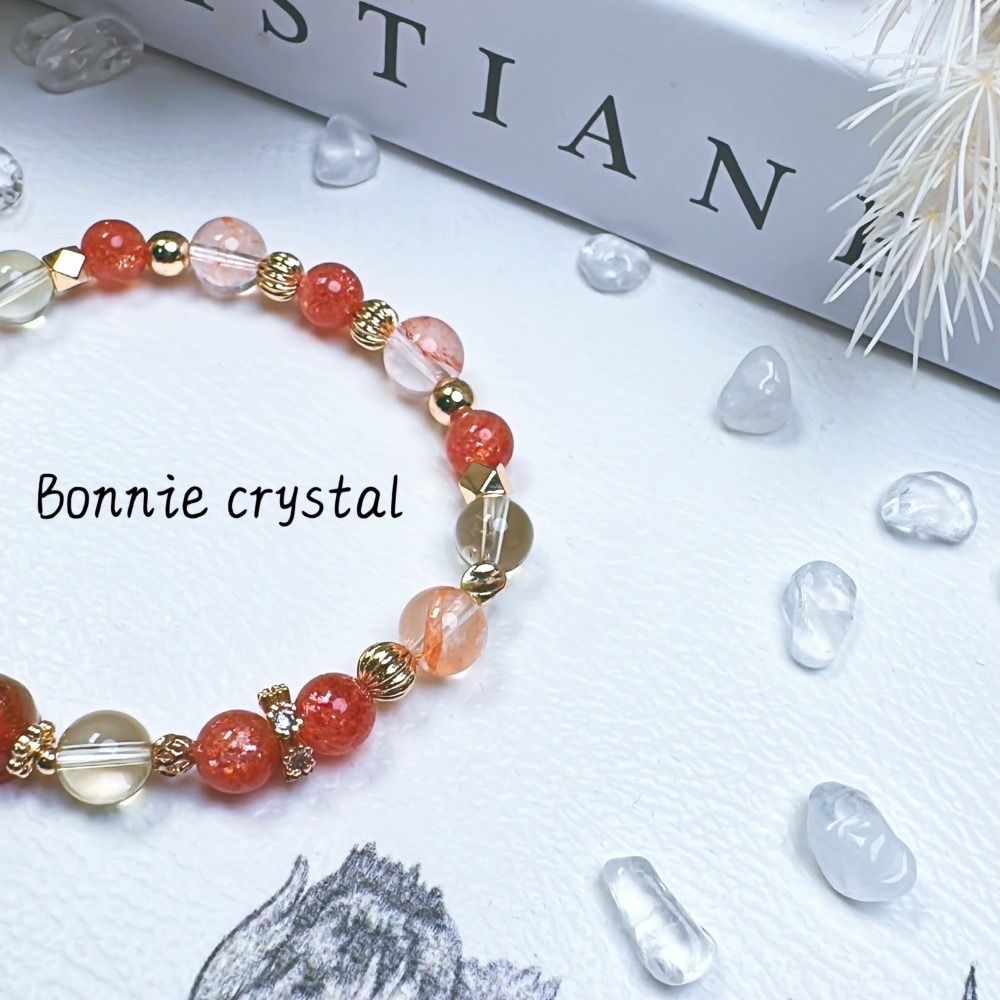 ✨✨ 日出設計水晶手鍊✨✨金太陽貔貅、檸檬黃水晶、錦鯉膠花、金太陽-細節圖4