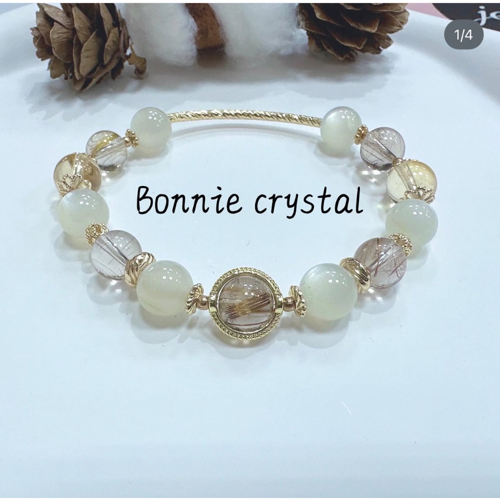 ✨✨金髮晶手鍊✨✨金髮晶、黃水晶、月光石-細節圖2