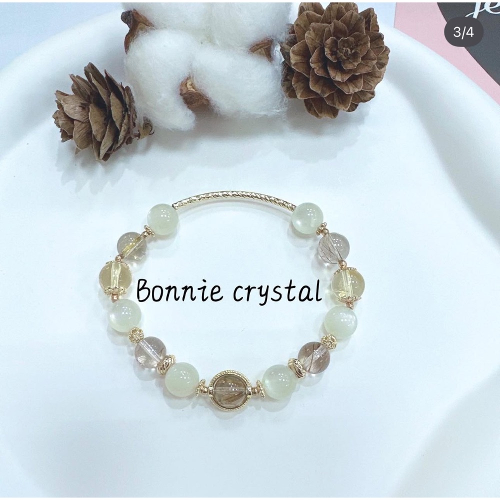 ✨✨金髮晶手鍊✨✨金髮晶、黃水晶、月光石-細節圖3