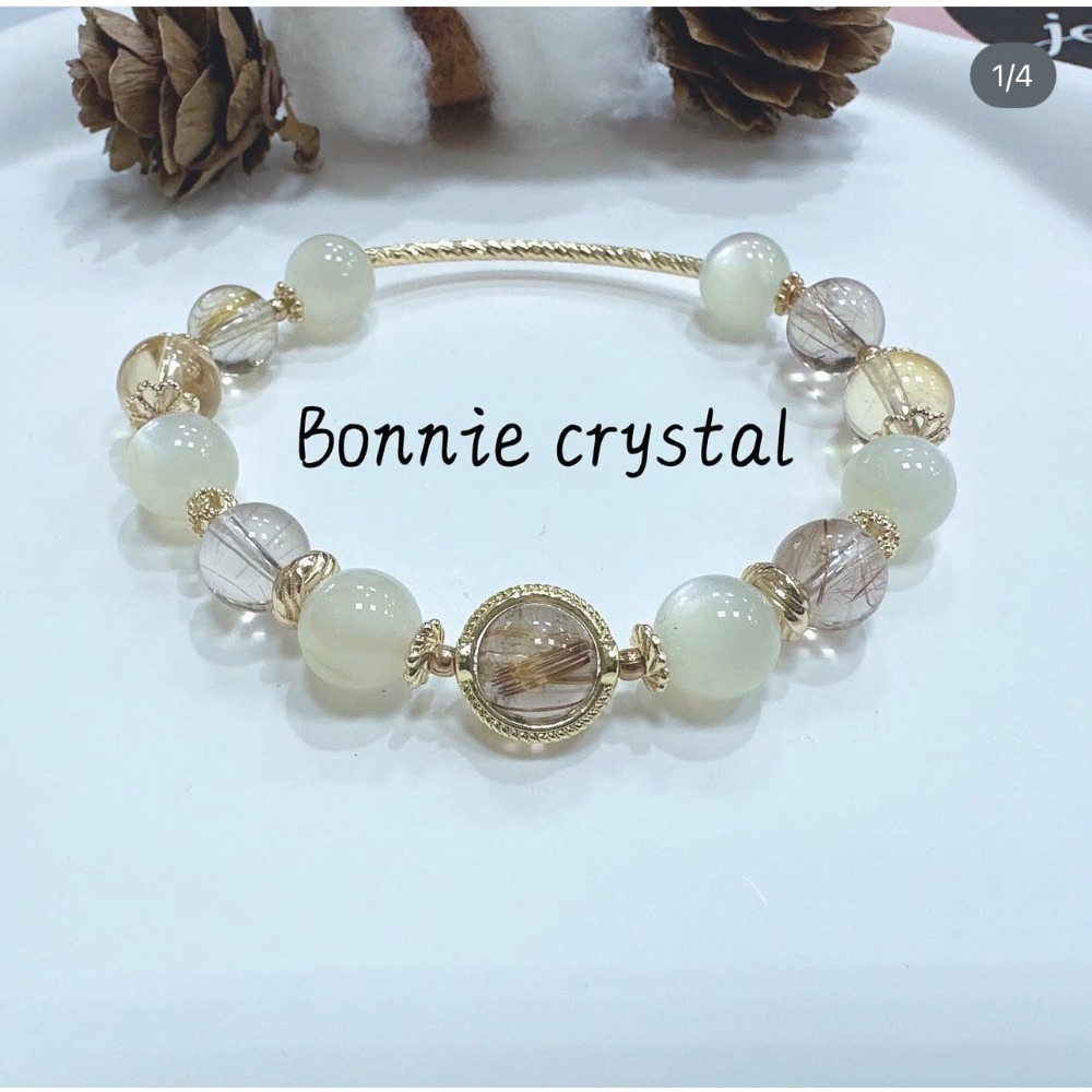 ✨✨金髮晶手鍊✨✨金髮晶、黃水晶、月光石-細節圖2