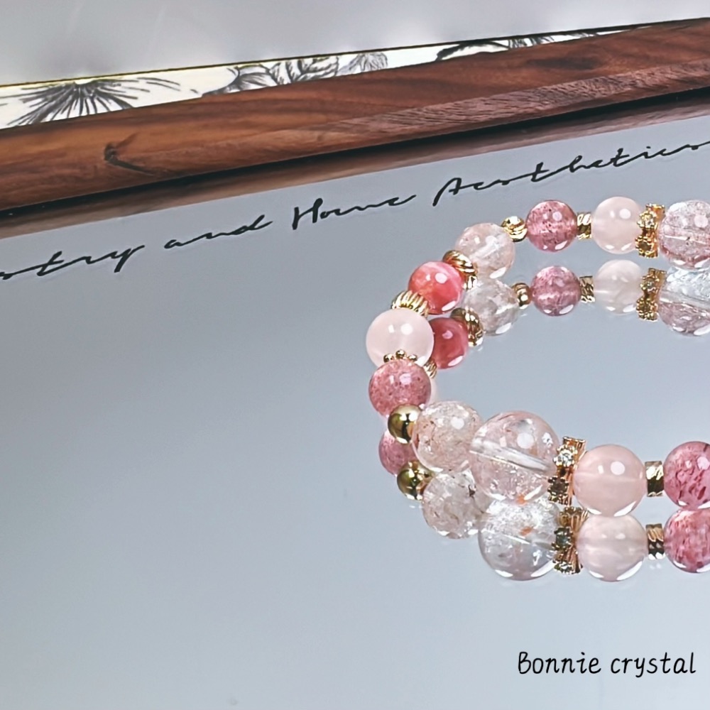 ✨✨ 玫瑰泡泡設計水晶手鍊✨✨粉阿賽、紅紋石、草莓醬、粉晶-細節圖3