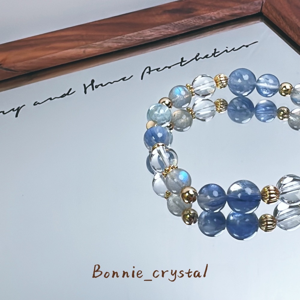 ✨✨海星設計水晶手鍊✨✨藍晶石、藍托帕石、灰拉長石、白水晶-細節圖4