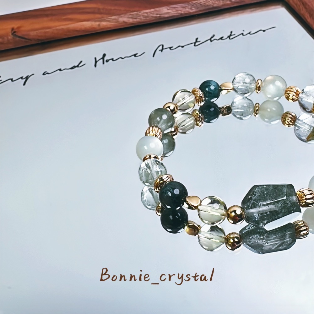 ✨✨綠野設計水晶手鍊✨✨鑽切綠幽靈、綠月光、綠磷灰、綠阿賽、檸檬黃水晶、綠幽靈-細節圖4