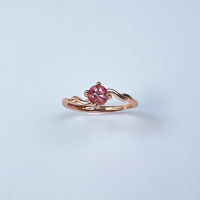 🌼單鑽粉托帕石水晶戒指