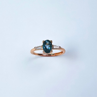 🌼單鑽藍托帕石水晶戒指