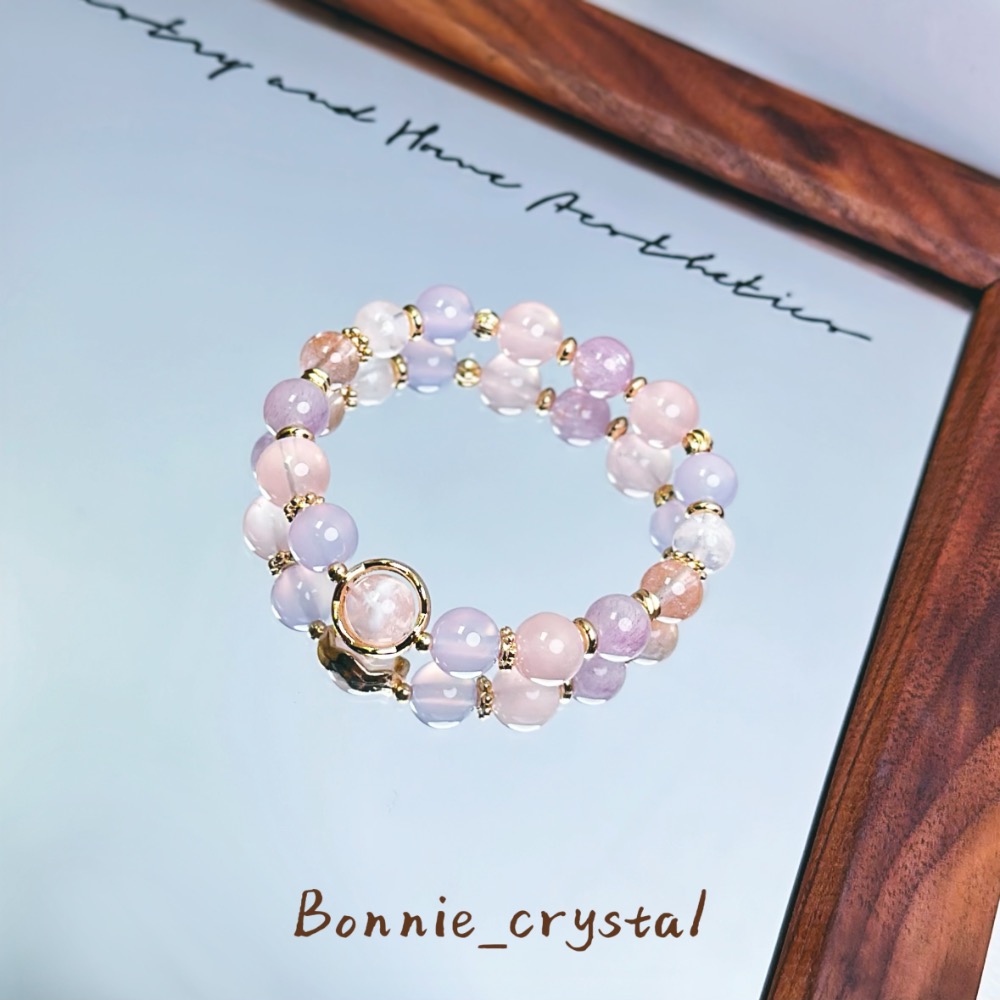 ✨✨心願設計水晶手鍊✨✨粉兔毛、雪花幽靈、粉紫超七、粉晶、紫玉髓-細節圖2