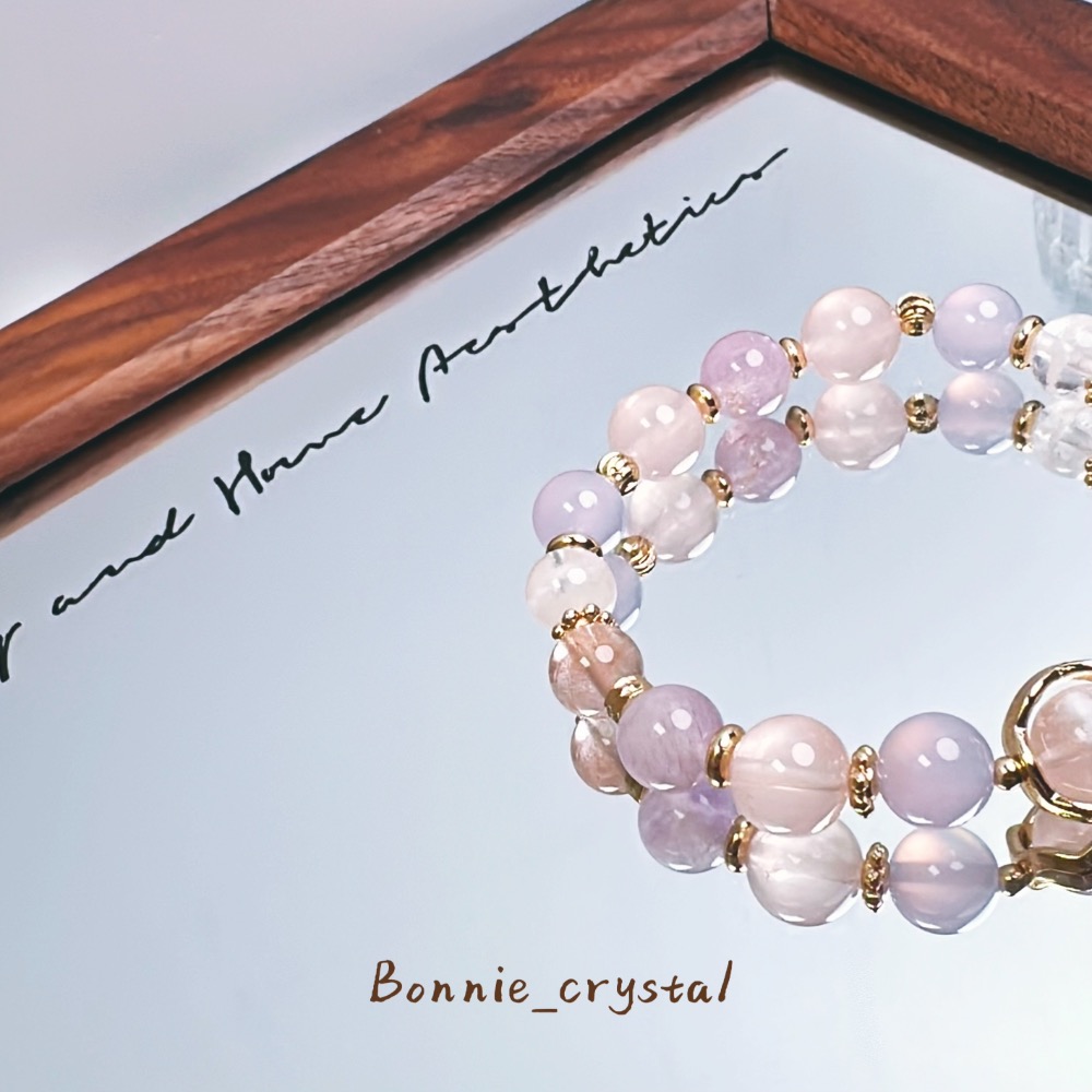 ✨✨心願設計水晶手鍊✨✨粉兔毛、雪花幽靈、粉紫超七、粉晶、紫玉髓-細節圖3