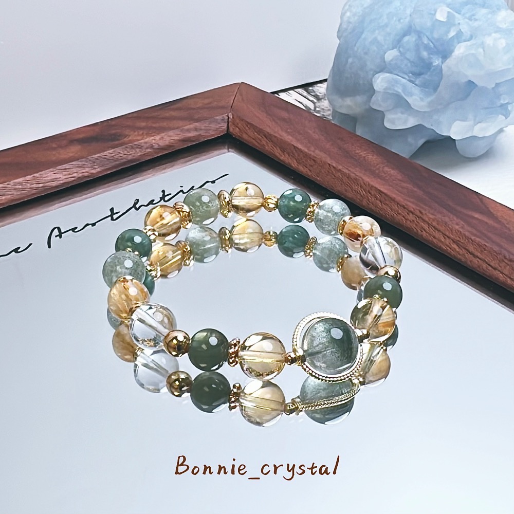 ✨✨輕綠設計水晶手鍊✨✨綠幽靈、黃水晶、鈦晶、白水晶、綠磷灰-細節圖3