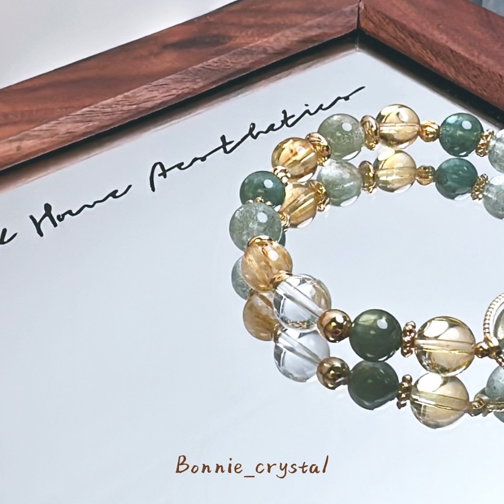 ✨✨輕綠設計水晶手鍊✨✨綠幽靈、黃水晶、鈦晶、白水晶、綠磷灰-細節圖4